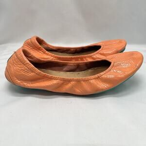 Tieks Orange Coral Ballet Flats Size 7 Foldable patent leather pastel shoes